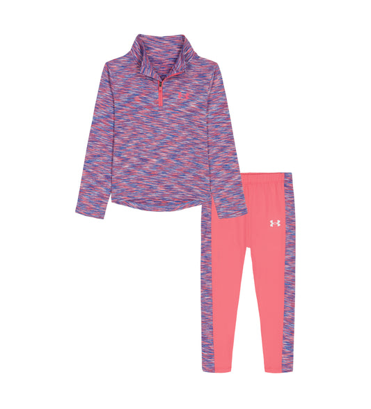 Under Armour Super Pink & Blue Wavelength Tech Quarter Zip Legging Set