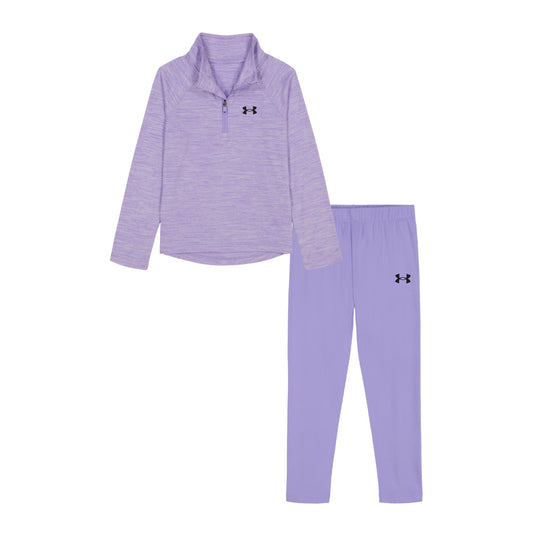 Under Armour Transparent Wavelength Tech Quarter Zip & Lilac Legging Set