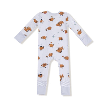 Angel Dear Footballs Playing Football 2 Way Zipper Romper