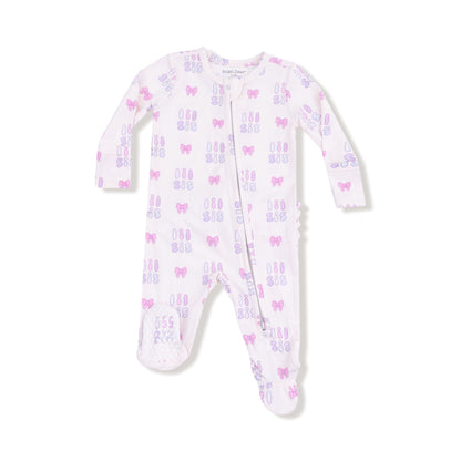 Angel Dear Lil Sis 2 Way Zipper Ruffle Back Footie