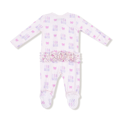 Angel Dear Lil Sis 2 Way Zipper Ruffle Back Footie