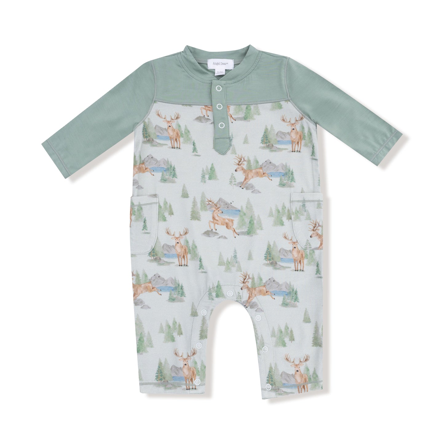 Angel Dear Buck Deer Romper with Contrast Sleeves