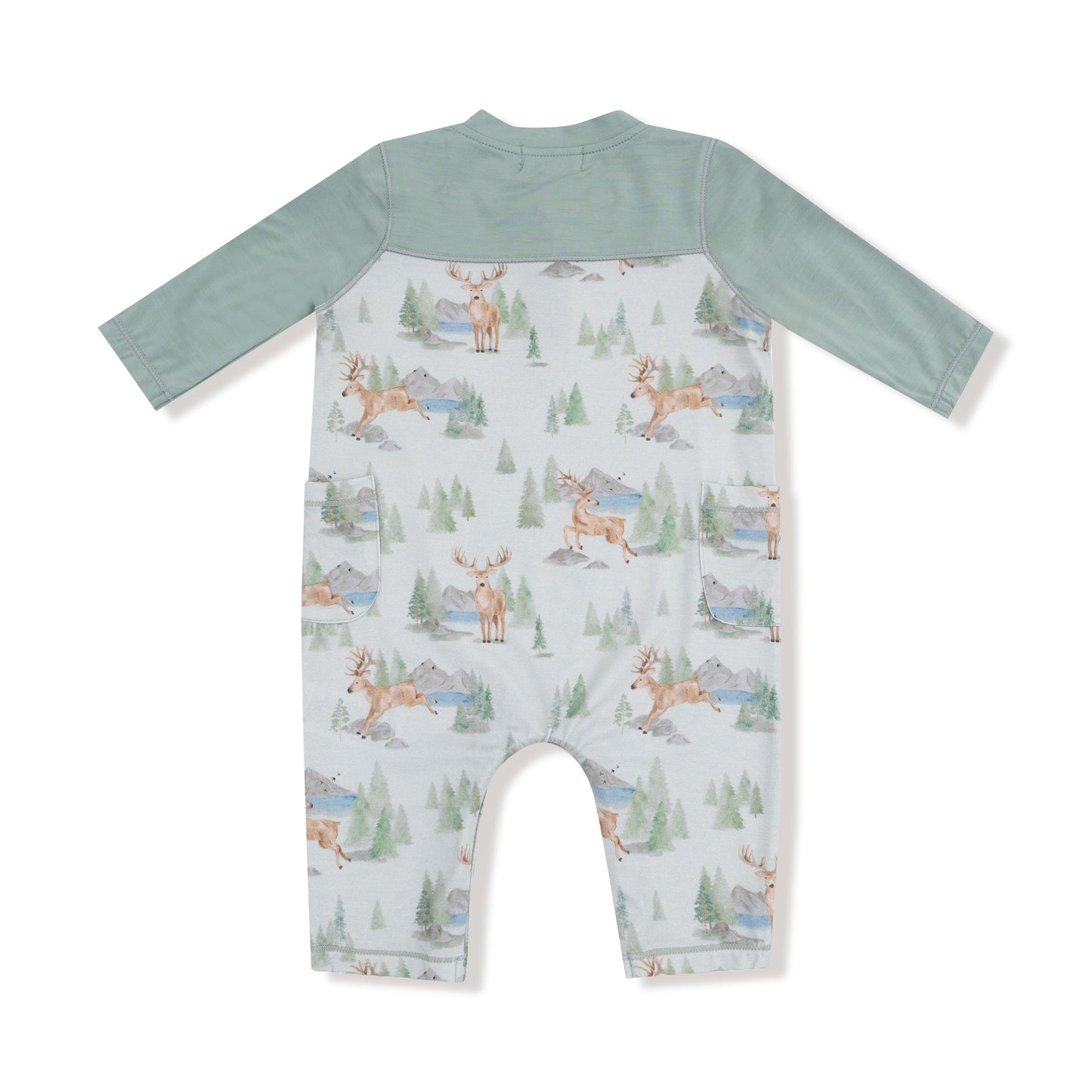 Angel Dear Buck Deer Romper with Contrast Sleeves