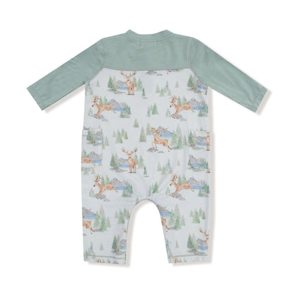 Angel Dear Buck Deer Romper with Contrast Sleeves