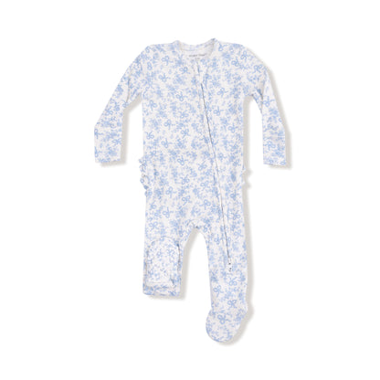 Angel Dear Romi Floral 2 Way Zipper Ruffle Back Footie