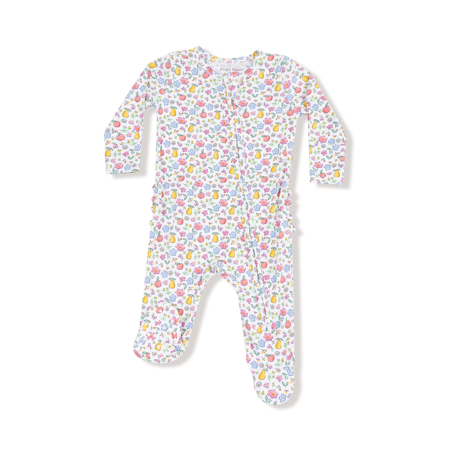 Angel Dear Fall Fruit Floral 2 Way Zipper Ruffle Back Footie