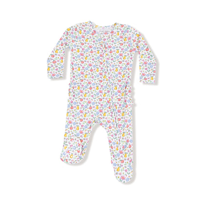 Angel Dear Fall Fruit Floral 2 Way Zipper Ruffle Back Footie
