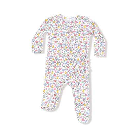 Angel Dear Fall Fruit Floral 2 Way Zipper Ruffle Back Footie