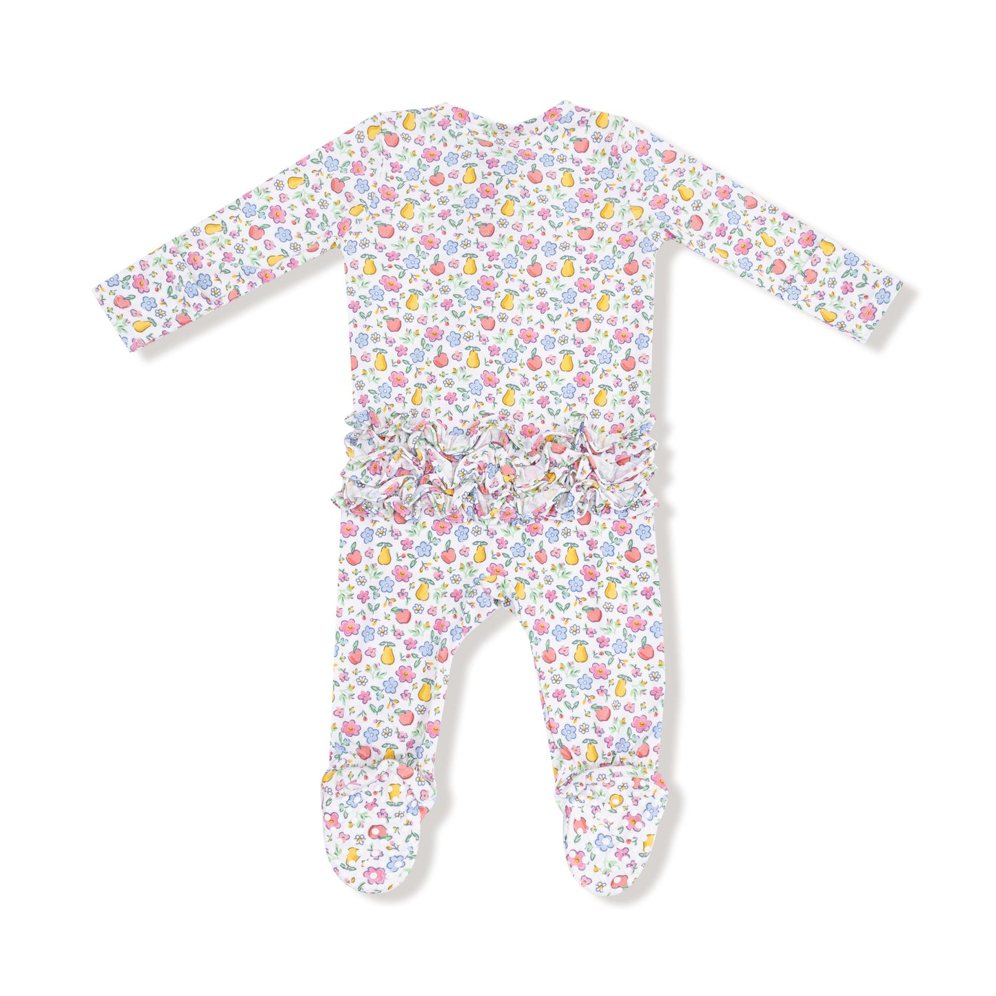 Angel Dear Fall Fruit Floral 2 Way Zipper Ruffle Back Footie