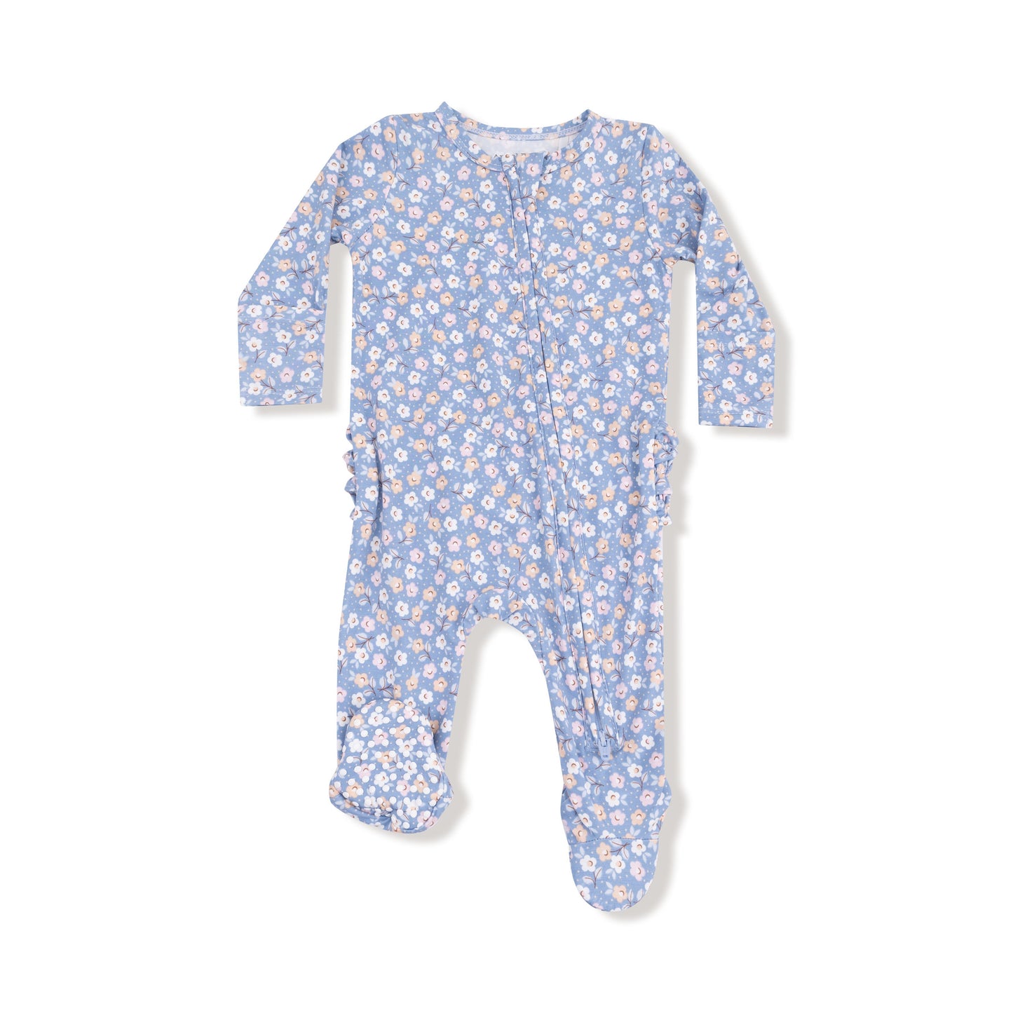 Angel Dear Country Calico 2 Way Zipper Ruffle Back Footie