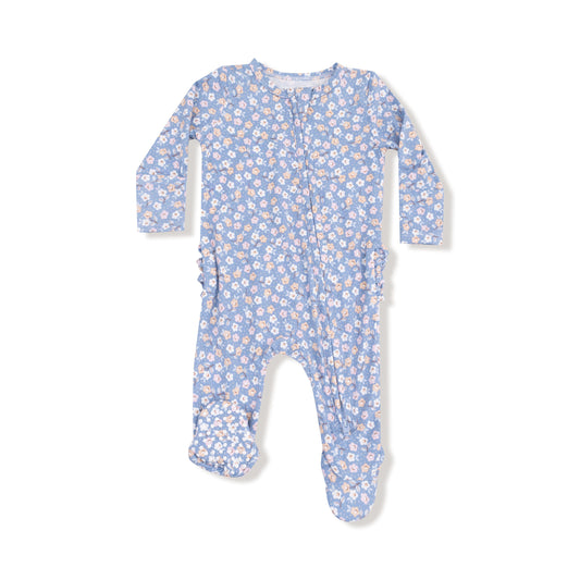 Angel Dear Country Calico 2 Way Zipper Ruffle Back Footie