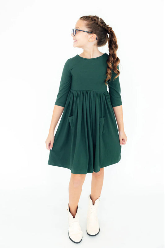 MR 3/4 Sleeve Pocket Twirl Dress