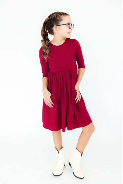 MR 3/4 Sleeve Pocket Twirl Dress