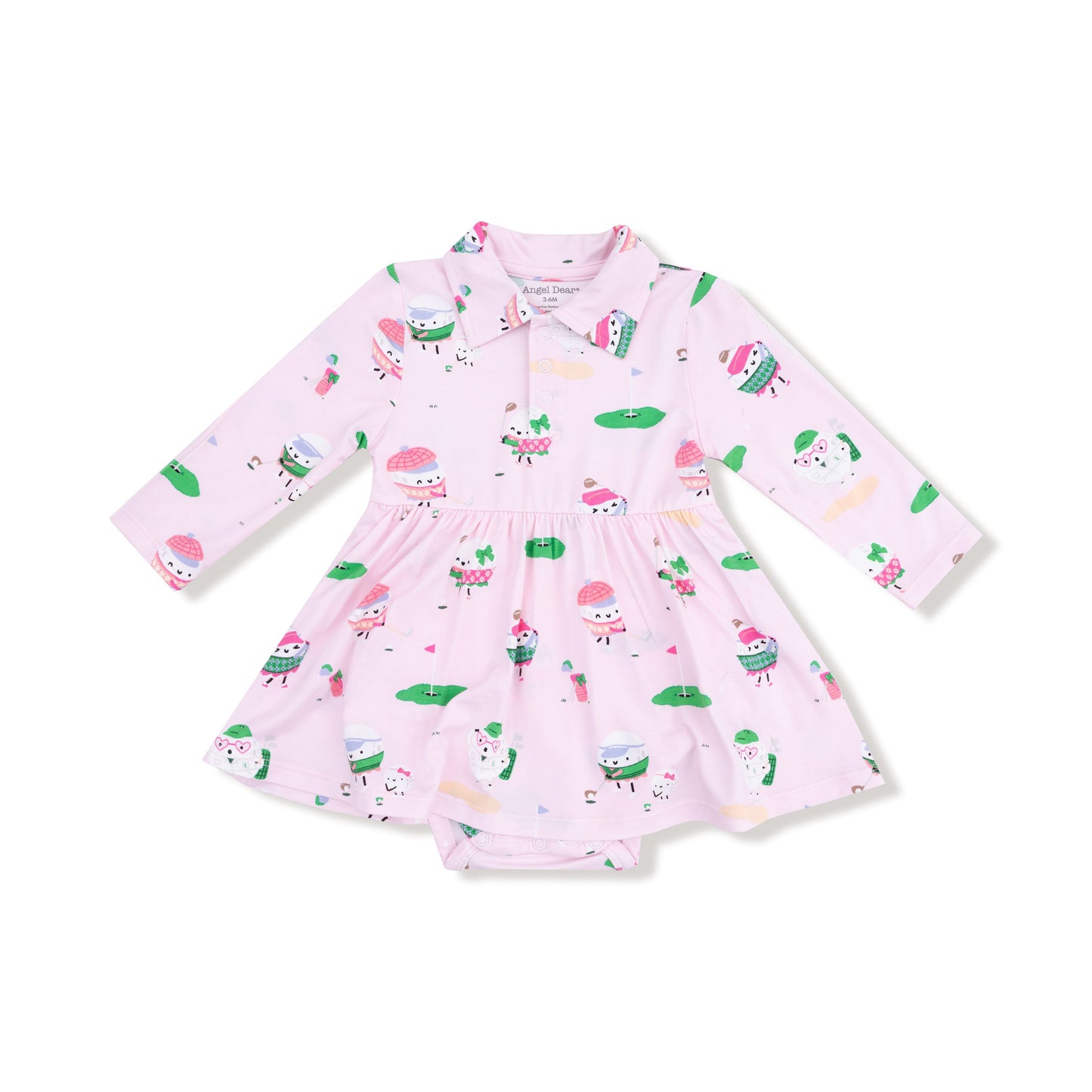 Angel Dear Pink Golf Pros Long Sleeve Bodysuit Dress