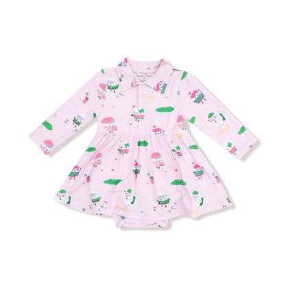 Angel Dear Pink Golf Pros Long Sleeve Bodysuit Dress