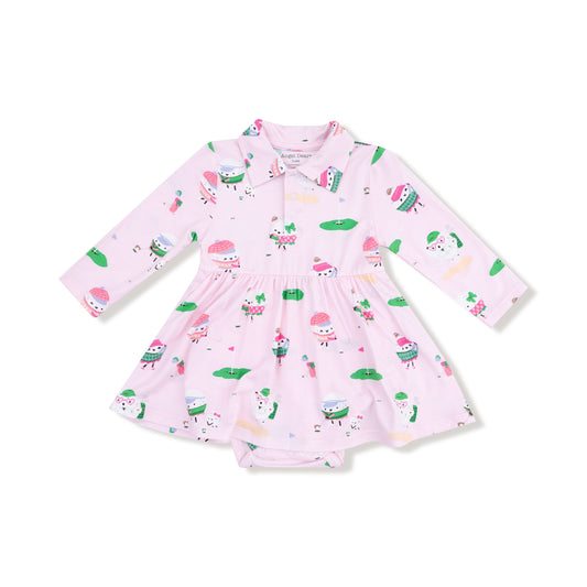 Angel Dear Pink Golf Pros Long Sleeve Bodysuit Dress