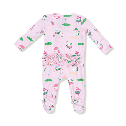 Angel Dear Pink Golf Pros 2 Way Zipper Ruffle Back Footie