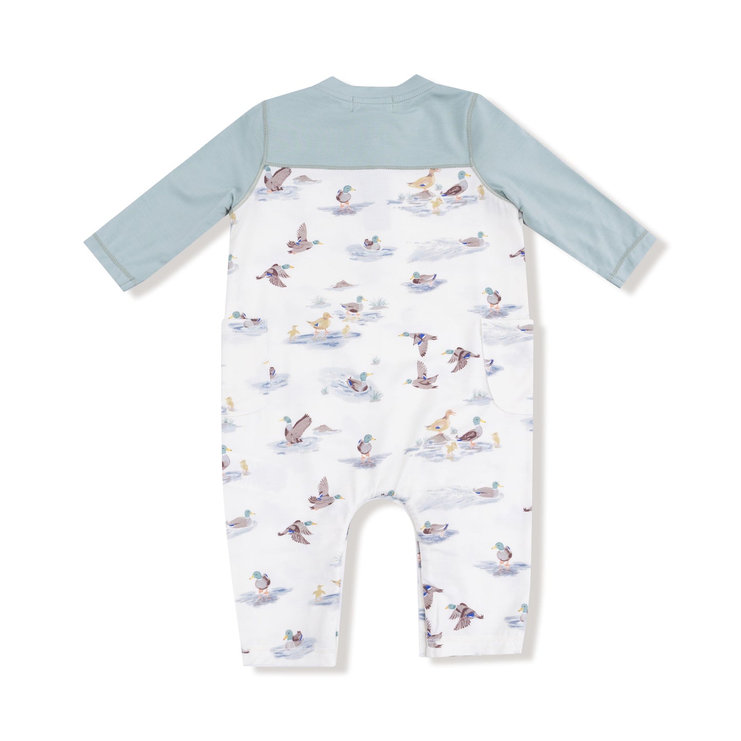 Angel Dear Migrating Mallards Romper with Contrast Sleeves