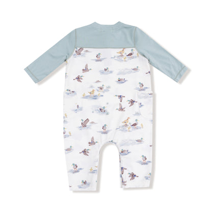 Angel Dear Migrating Mallards Romper with Contrast Sleeves