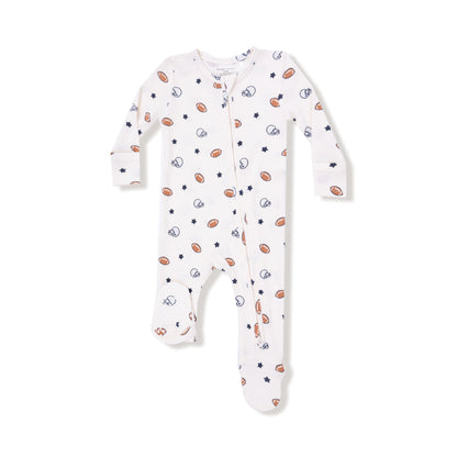 Angel Dear Football & Stars Waffle 2 Way Zipper Footie