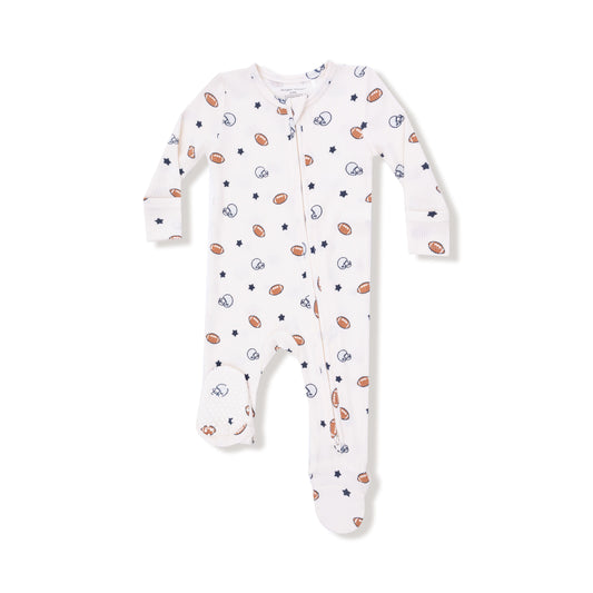 Angel Dear Football & Stars Waffle 2 Way Zipper Footie