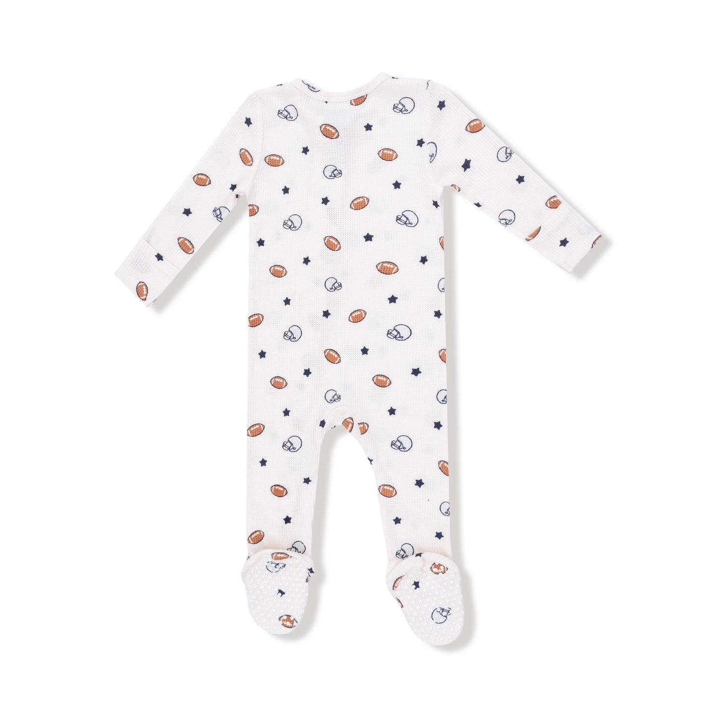 Angel Dear Football & Stars Waffle 2 Way Zipper Footie