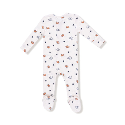 Angel Dear Football & Stars Waffle 2 Way Zipper Footie