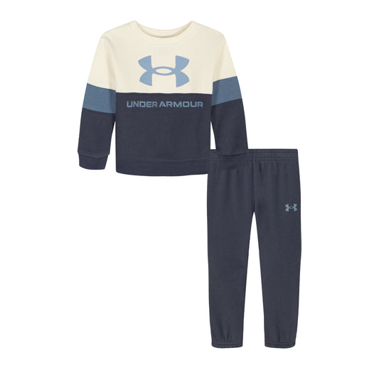 Under Armour Stone & Blue Rival Hoodie Logo Set