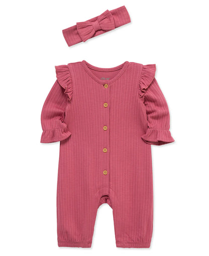 Little Me Rose Jumpsuit & Headband
