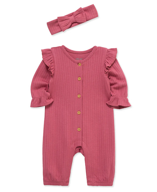 Little Me Rose Jumpsuit & Headband