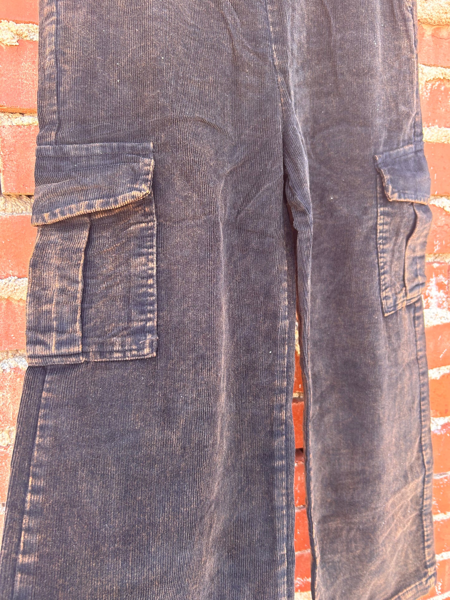 Hayden Black Corduroy Distressed Cargo Pant *