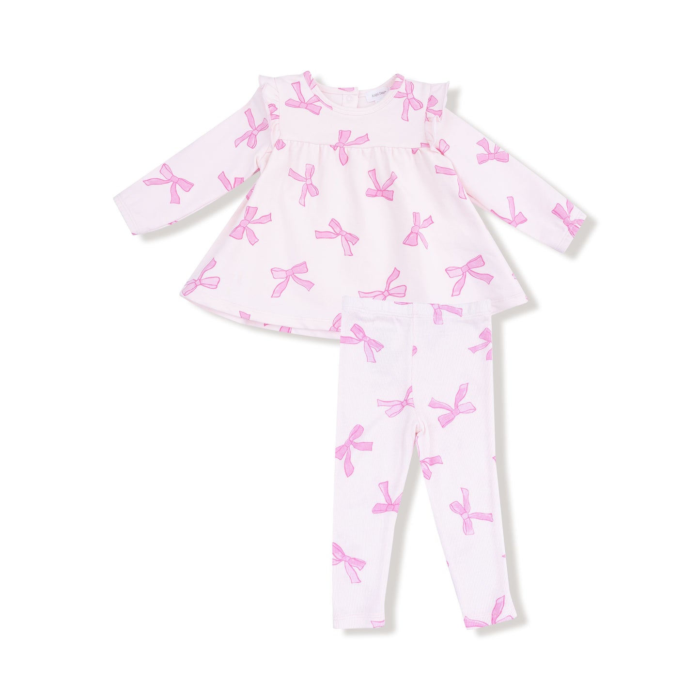 Angel Dear Pretty Bows Ruffle Top & Ribbed Legging Set