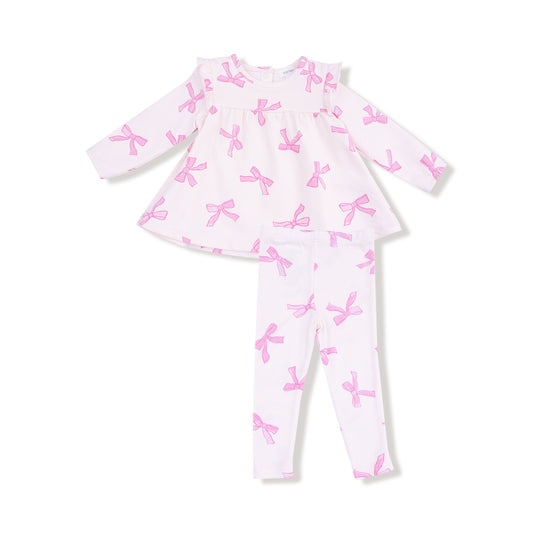 Angel Dear Pretty Bows Ruffle Top & Ribbed Legging Set