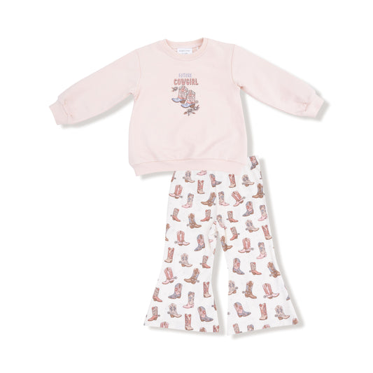 Angel Dear Future Cowgirl Oversized Sweatshirt with Bamboo Baby Bells