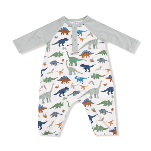 Angel Dear Washy Dinos Longsleeve Raglan Henley Romper