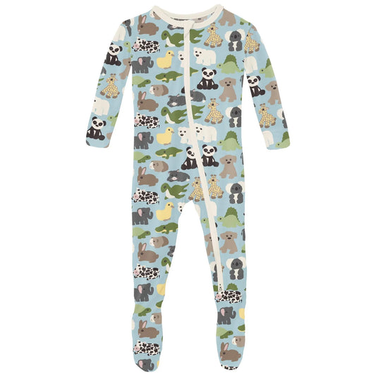 Kickee Pants Spring Sky Too Many Stuffies Footie