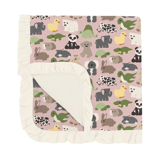 Kickee Pants Baby Rose Too Many Stuffies Ruffle Stroller Blanket