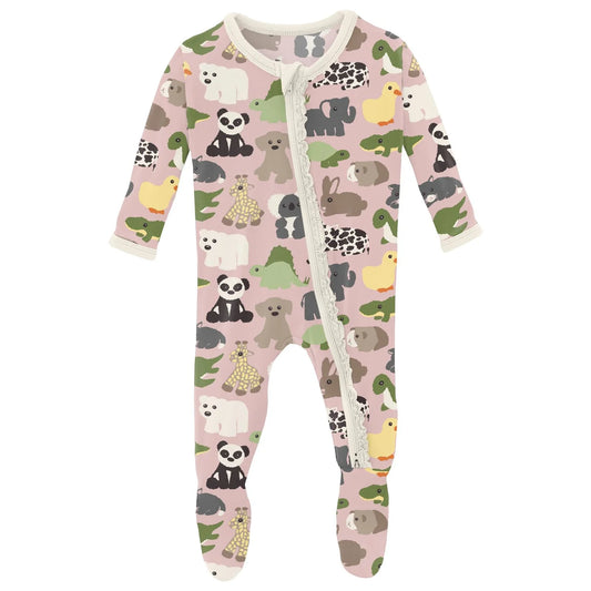 Kickee Pants Baby Rose Too Many Stuffies Muffin Ruffle Footie