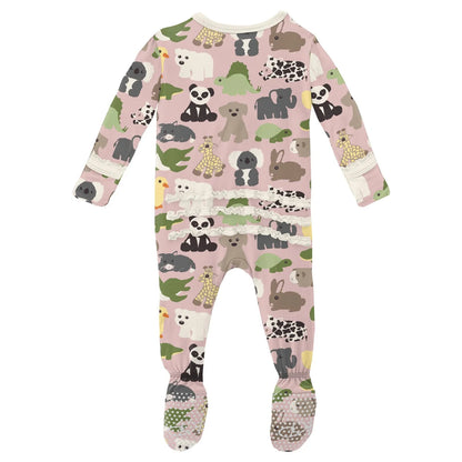 Kickee Pants Baby Rose Too Many Stuffies Muffin Ruffle Footie