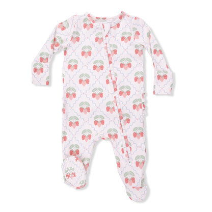Angel Dear Sweet Strawberries 2 Way Ruffle Back Zipper Footie