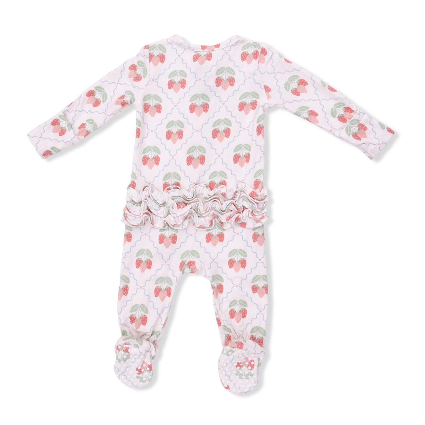 Angel Dear Sweet Strawberries 2 Way Ruffle Back Zipper Footie