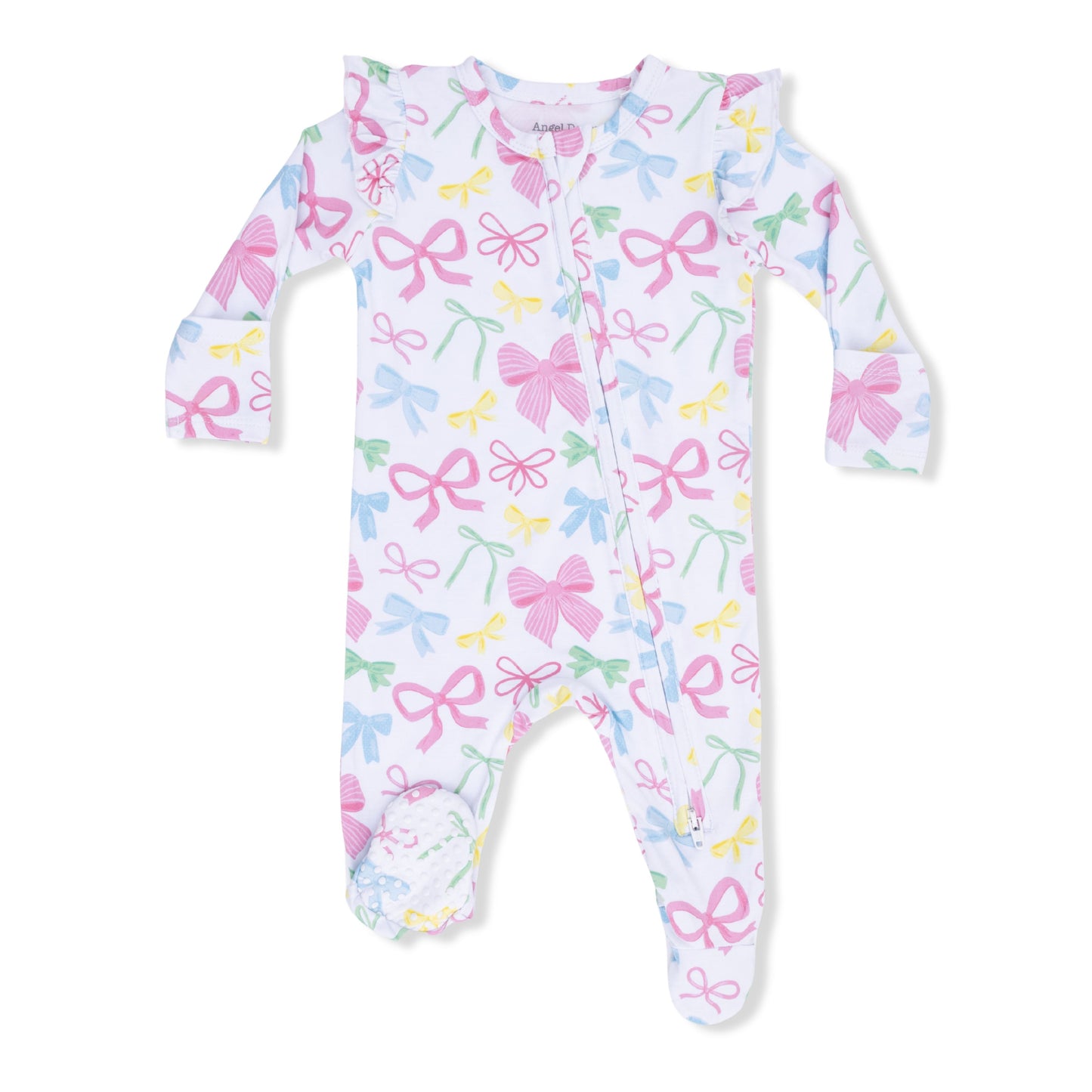 Angel Dear Sweet Bows 2 Way Ruffle Sleeve Zipper Footie