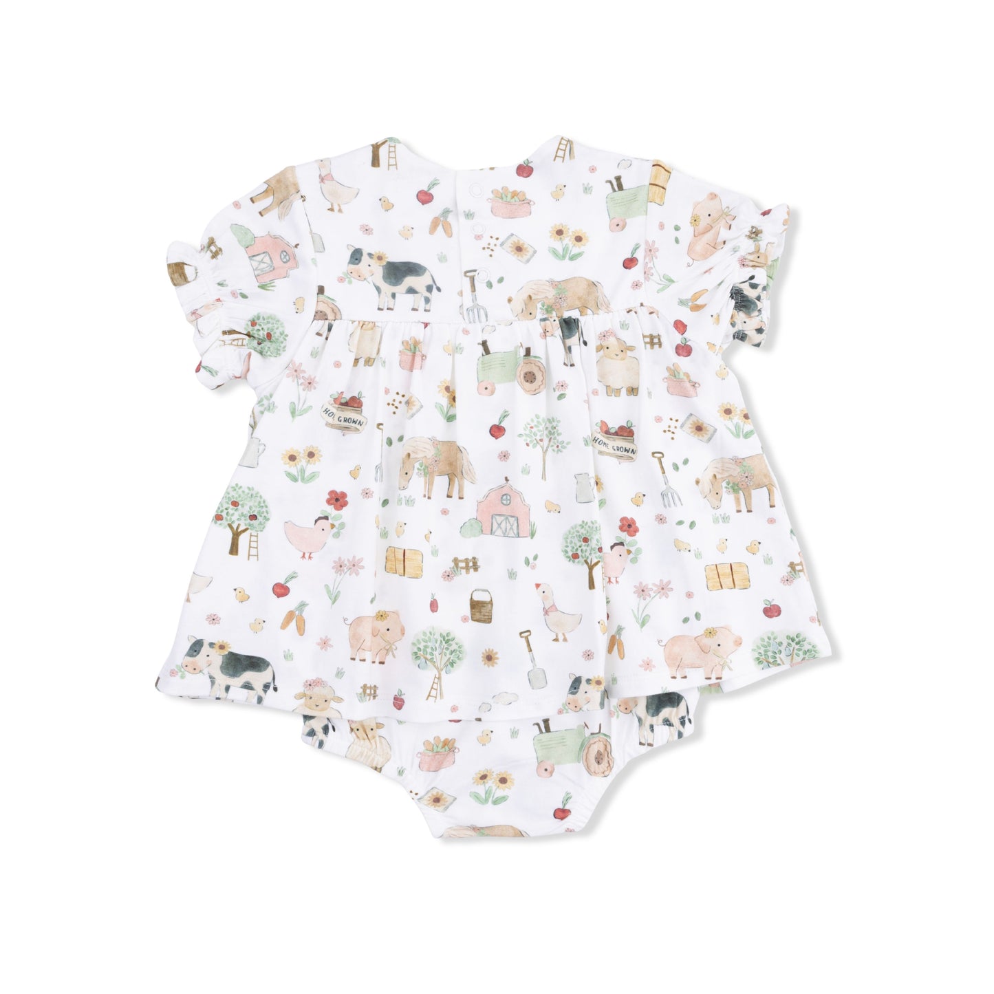 Angel Dear Cute Farm Animals Pink Smocked Ruffle Bubble with Skirt