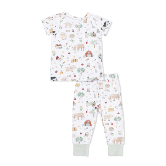 Angel Dear Cute Farm Animals Uni Short Sleeve Loungewear Set