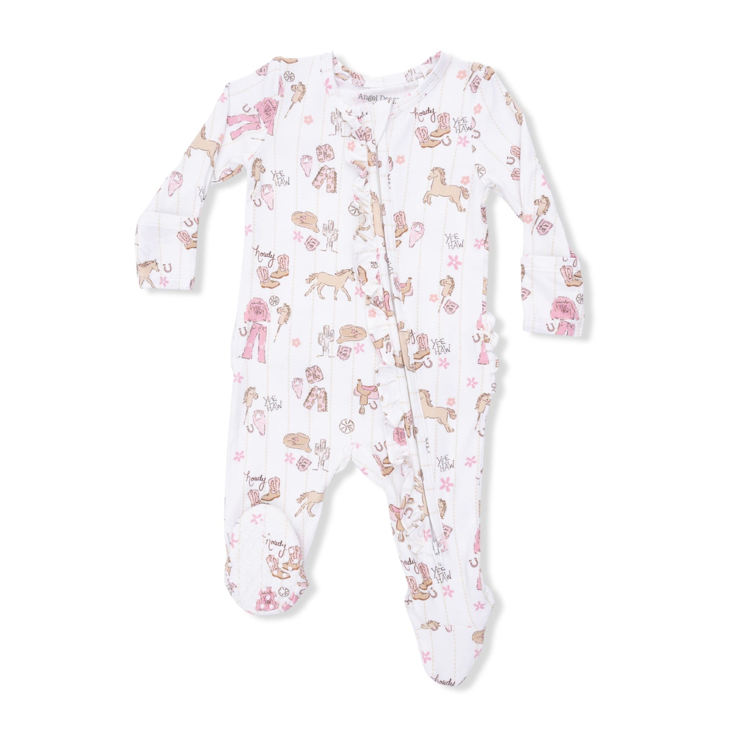 Angel Dear Cowgirl Nursery 2 Way Ruffle Front Zipper Footie