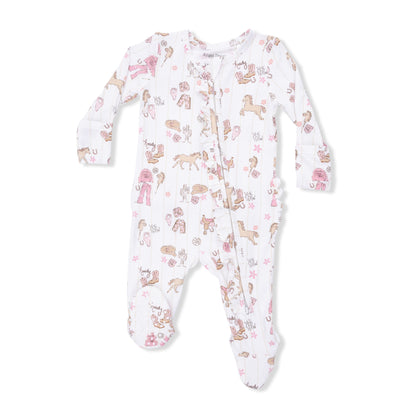 Angel Dear Cowgirl Nursery 2 Way Ruffle Front Zipper Footie