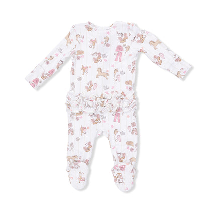 Angel Dear Cowgirl Nursery 2 Way Ruffle Front Zipper Footie