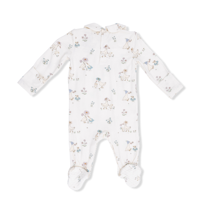 Angel Dear Flower Ducklings Smocked Peter Pan Snap Footie