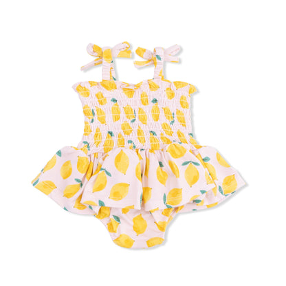 Angel Dear Sunny Lemons Smocked Bubble with Skirt
