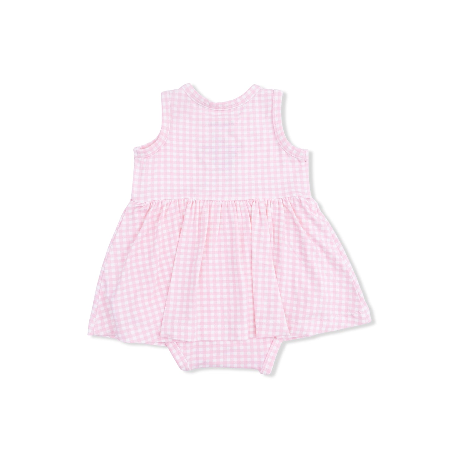 Angel Dear Mini Gingham Pink Embroidered Cow Tank Bodysuit Dress